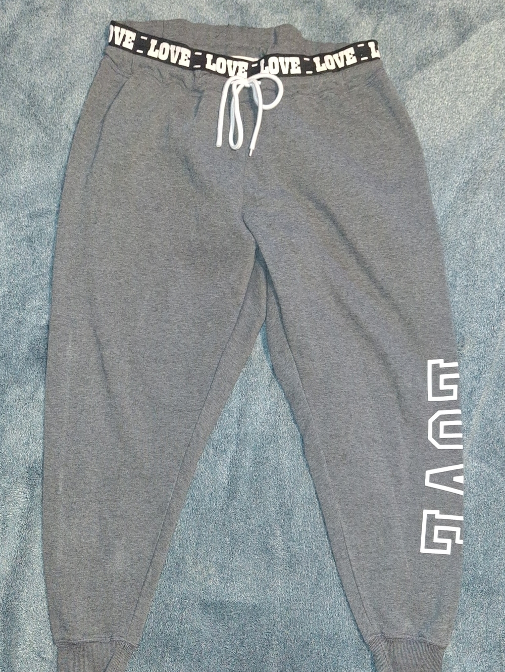 Womans Grey 'LOVE' Waistband Jogger Sweatpants